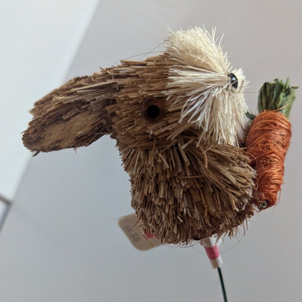 NWT Cute Sisal Bunny Rabbit w Carrot Plant Pick Fall Home Decor Michaels Ashland